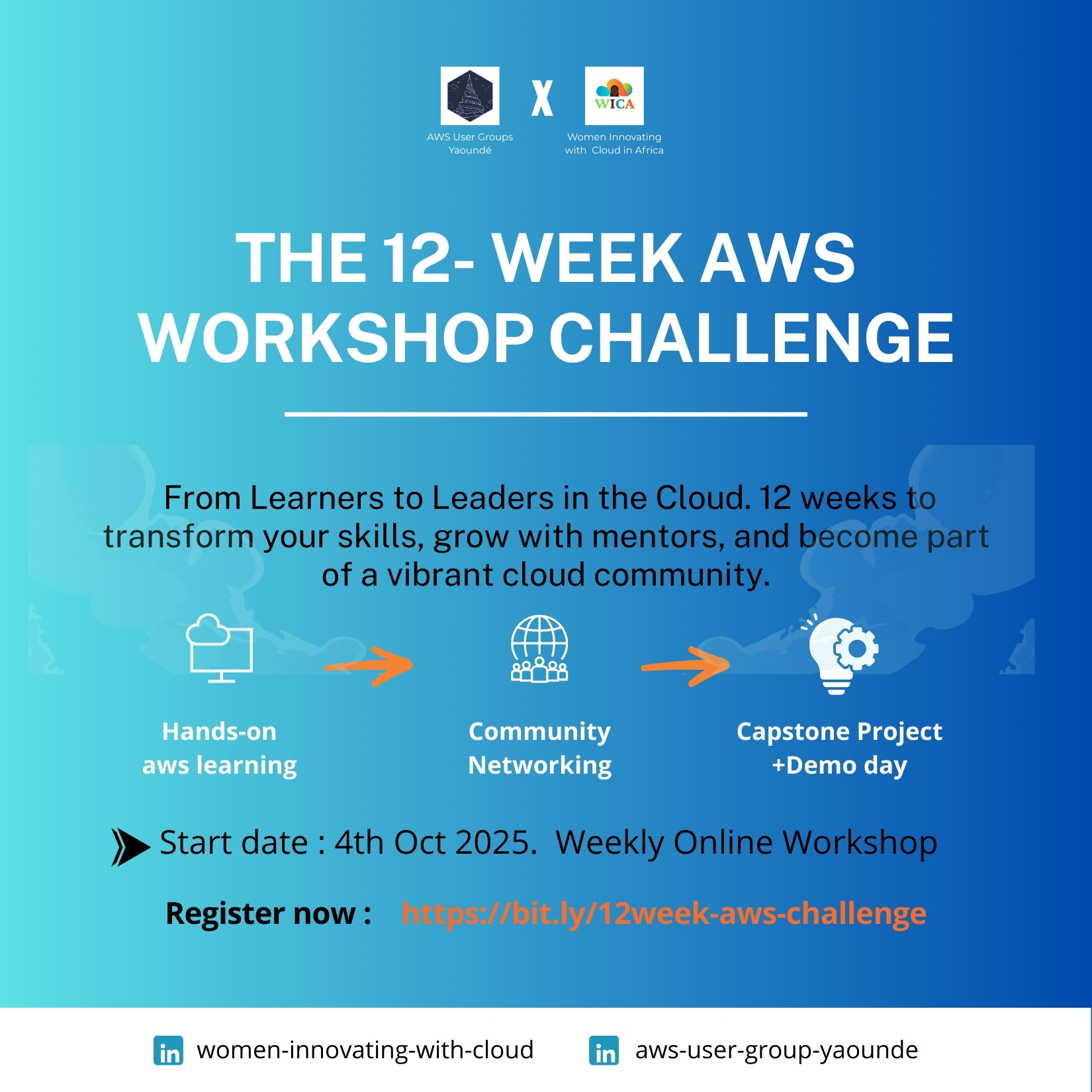 Participants at the 12-week AWS workshop challenge closing event